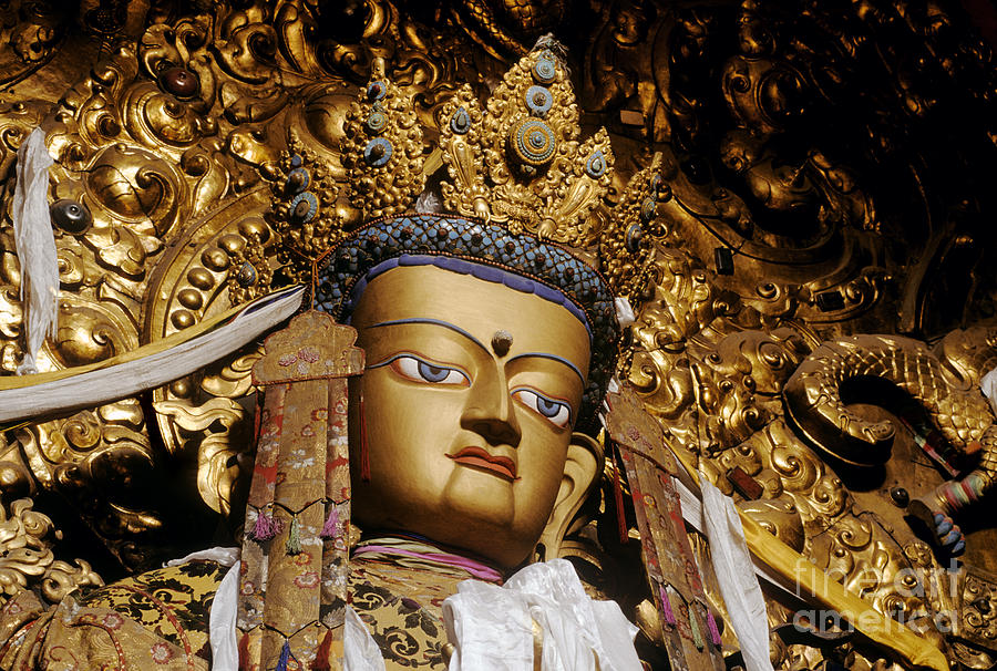 Jewel Encrusted Maitreya - Drepung Monastery Tibet Photograph by Craig Lovell