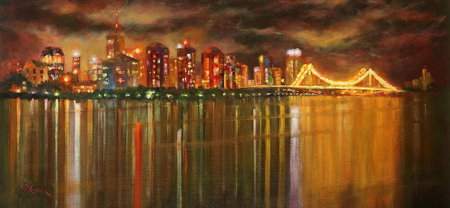 Bridge Painting - Jewels of the Night by Marie Green