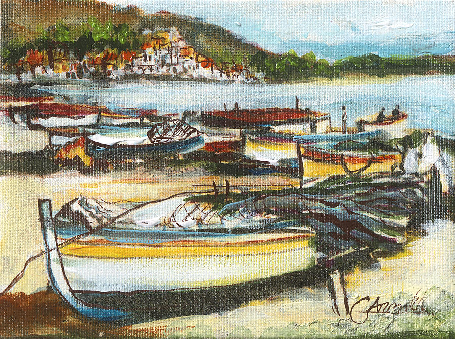 Jewish Art Boats By The Sea Of Galilee Painting By Arnold Goldberg   Jewish Art Boats By The Sea Of Galilee Arnold Goldberg 