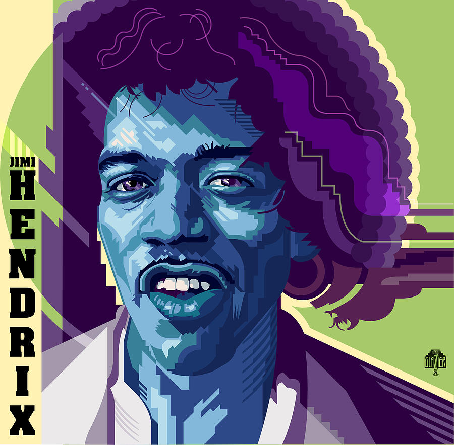 Jimi Hendrix in Blue Painting by Garth Glazier