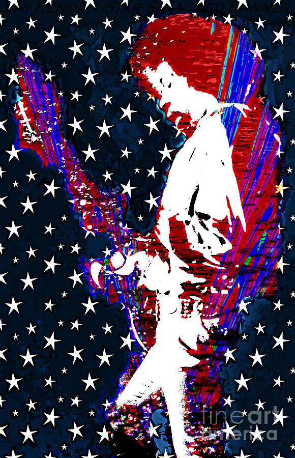 Jimi Hendrix Red White and Blue Painting by RJ Aguilar