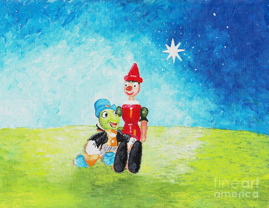 Jiminy Cricket and Pinocho Painting by William Bowers