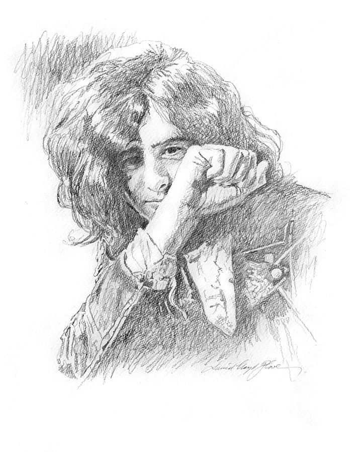 Jimmy Page in Person Drawing by David Lloyd Glover