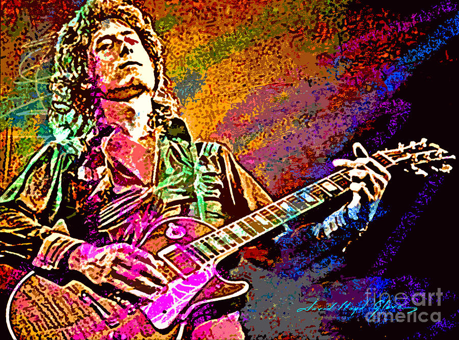 Jimmy Page Les Paul Gibson Painting by David Lloyd Glover