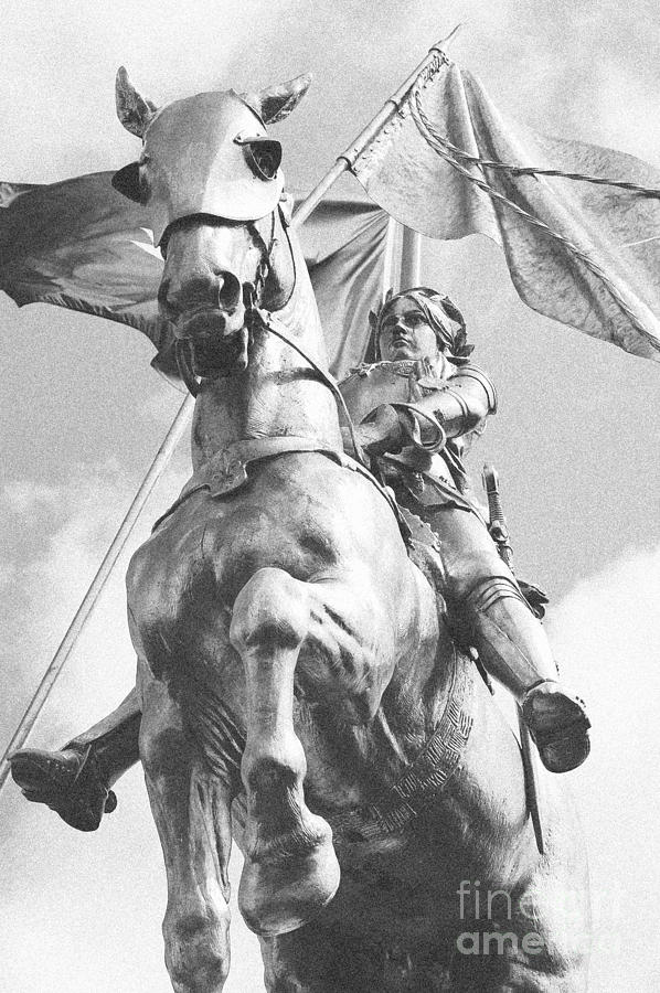 Joan of Arc Statue French Quarter New Orleans Black and White Film Grain Digital Art Photograph by Shawn OBrien