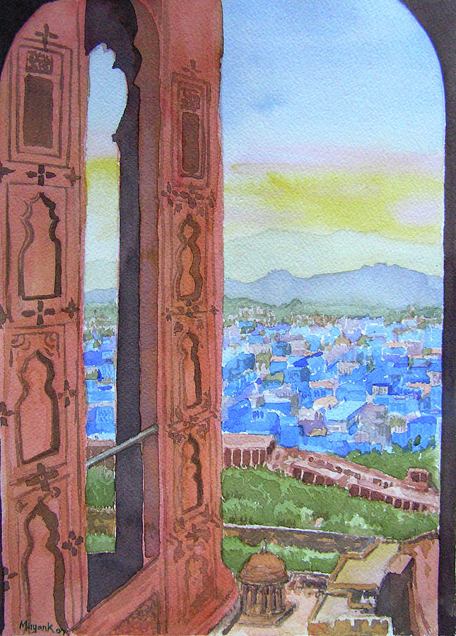 Jodhpur From Meherangarh Fort Painting by Mayank M M Reid