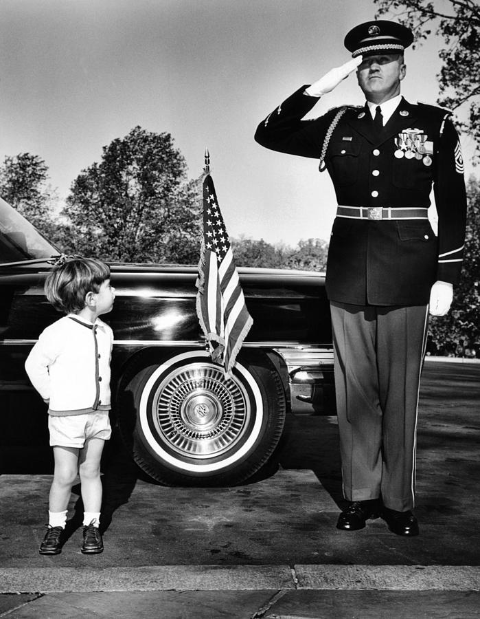 Flag Photograph - John F. Kennedy Jr. Look Up At Sgt by Everett