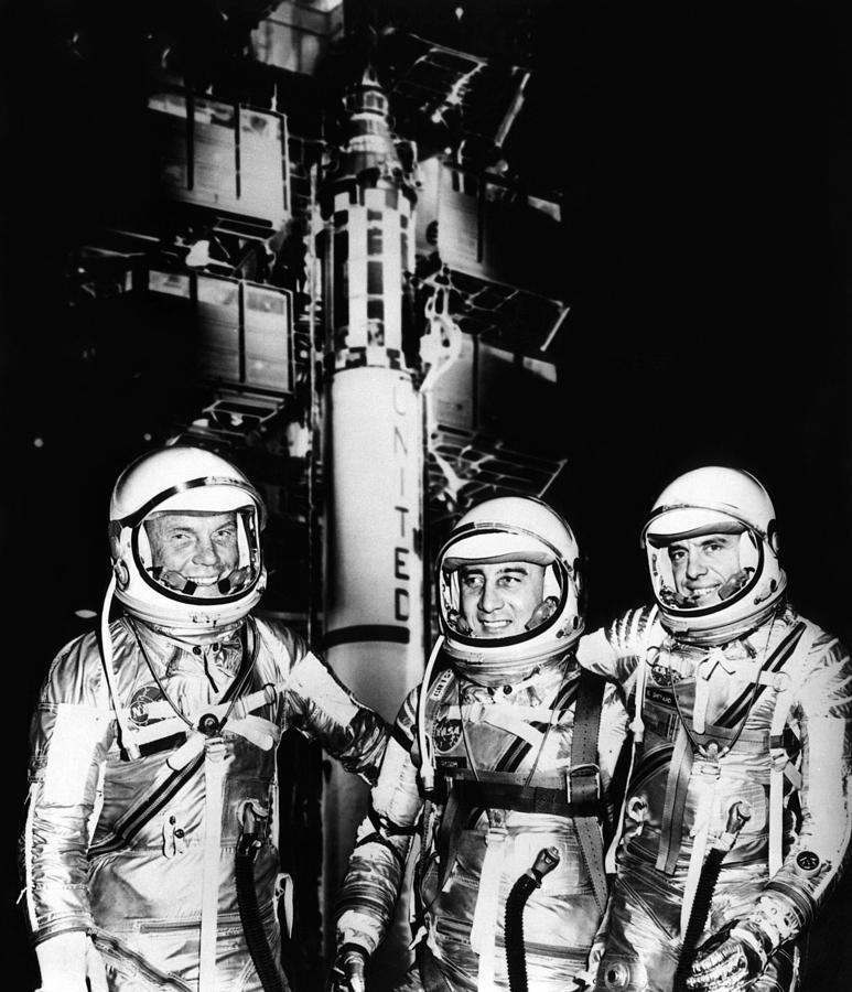 Astronaut Photograph - John Glenn, Virgil Grissom, And Alan by Everett