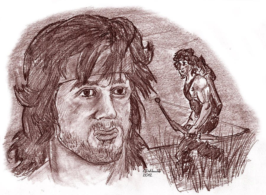 John Rambo Drawing by Chris DelVecchio