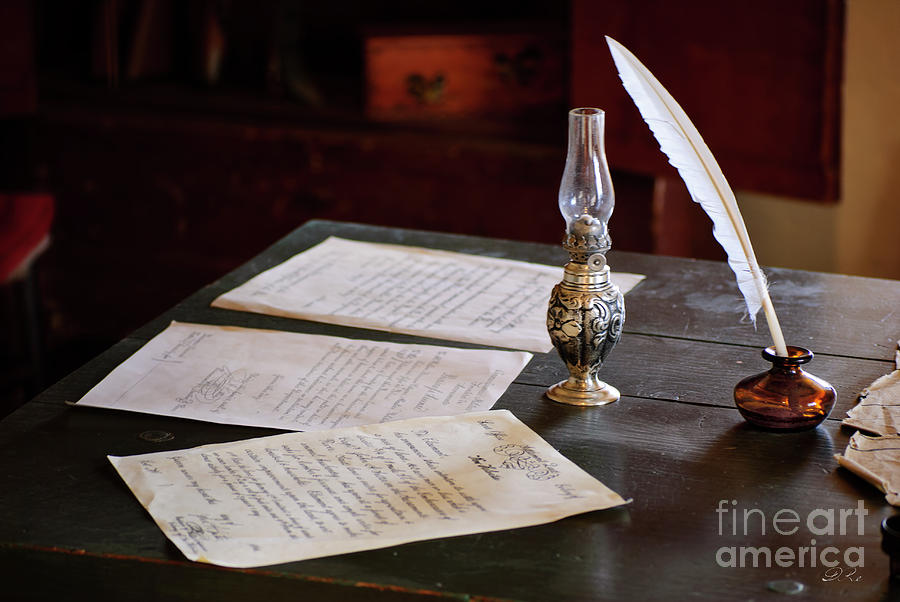 Feather Still Life Photograph - John Sutters Desk by Diego Re