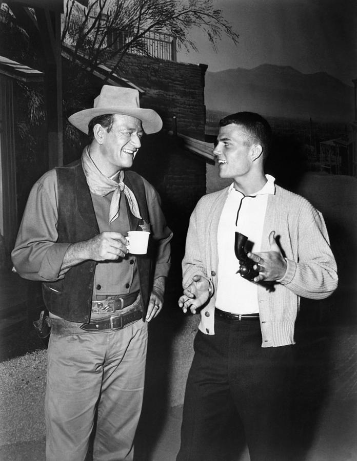 John Wayne, And His Son, Pat Wayne Photograph by Everett