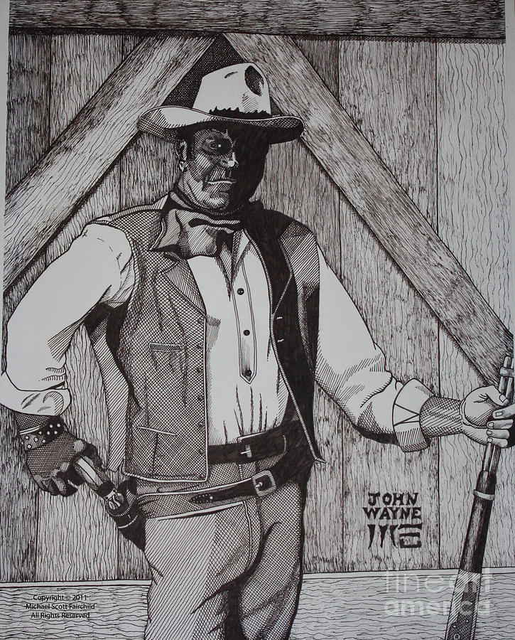 John Wayne Drawing by Michael Fairchild | Fine Art America