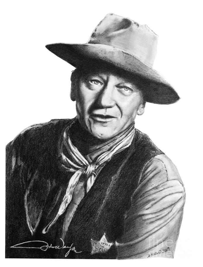 John Wayne  Sheriff Drawing by Marianne NANA Betts