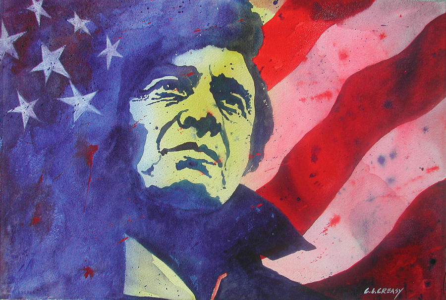 Johnny Cash  Old Glory Painting by Chuck Creasy