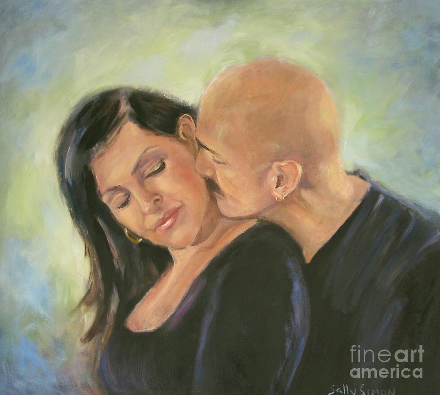 Johns Kiss Painting by Sally Simon