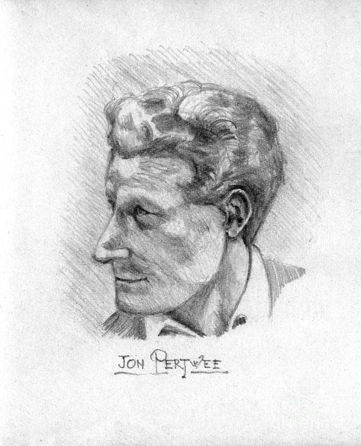 Portrait Drawing - Jon Pertwee 1955 by John Chatterley
