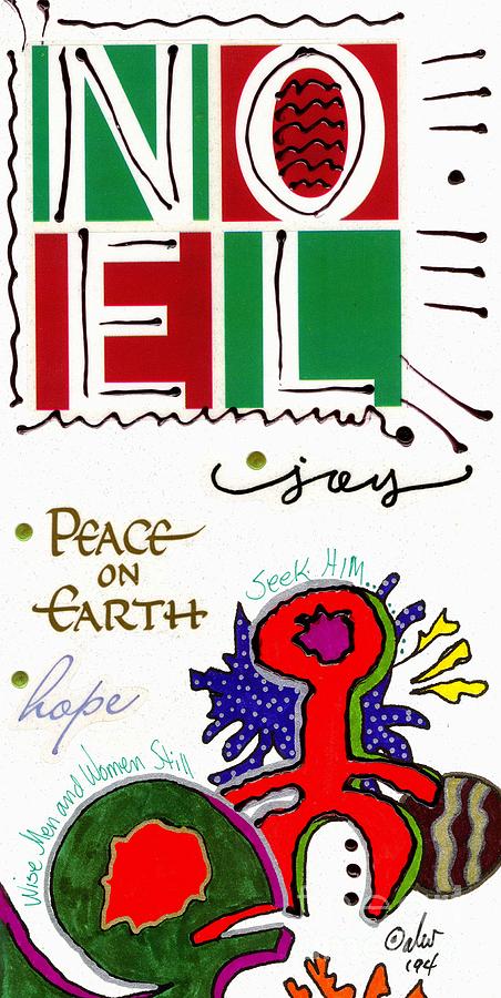 Joy and Peace on Earth Card Mixed Media by Angela L Walker