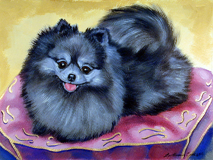 Animal Painting - Joyful - Pomeranian by Lyn Cook