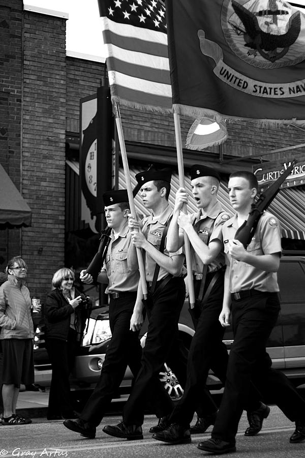JROTC Carrying Flag in the Parade Photograph by Gray  Artus