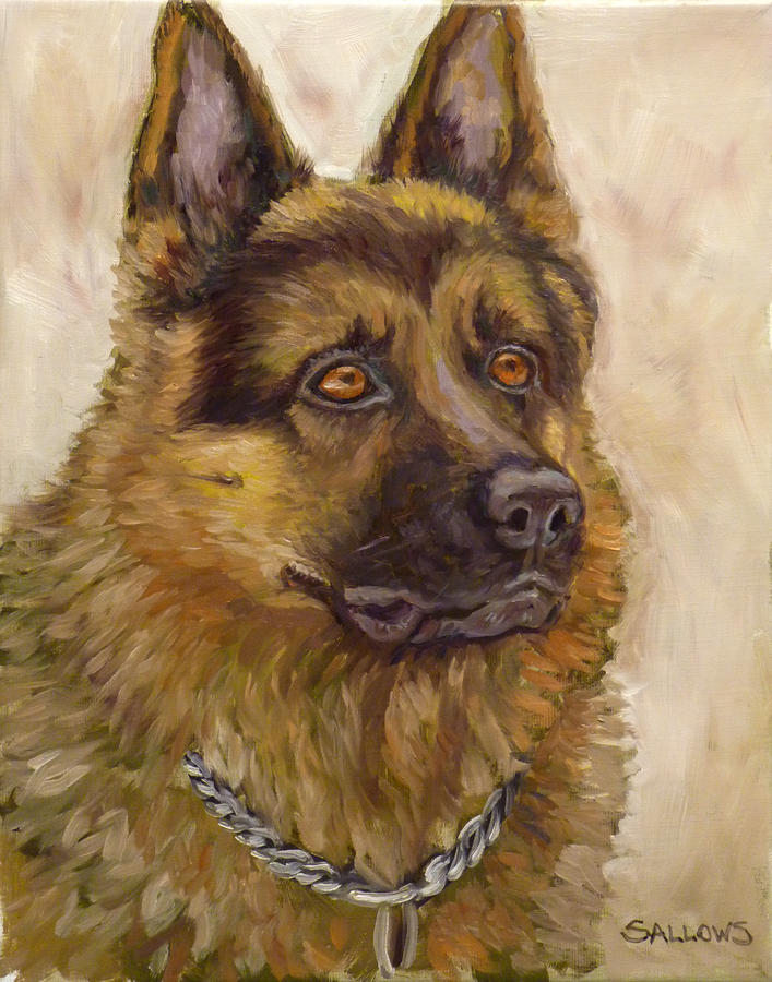 Judge A German Shepherd Painting by Nora Sallows