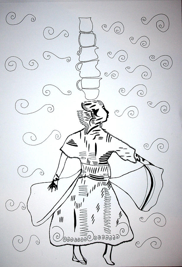 Jug Dance - Tunisia Drawing by Gloria Ssali