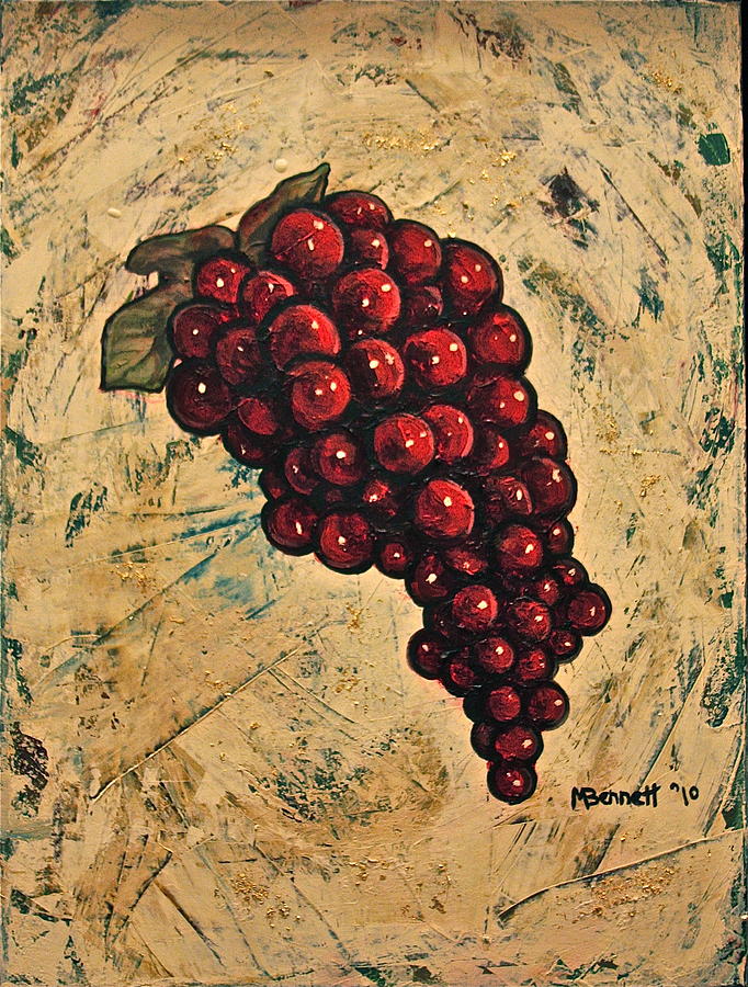 Grape Painting - Juicy Red Grapes by Martha Bennett