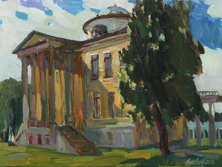 July day in Russian estate Painting by Juliya Zhukova