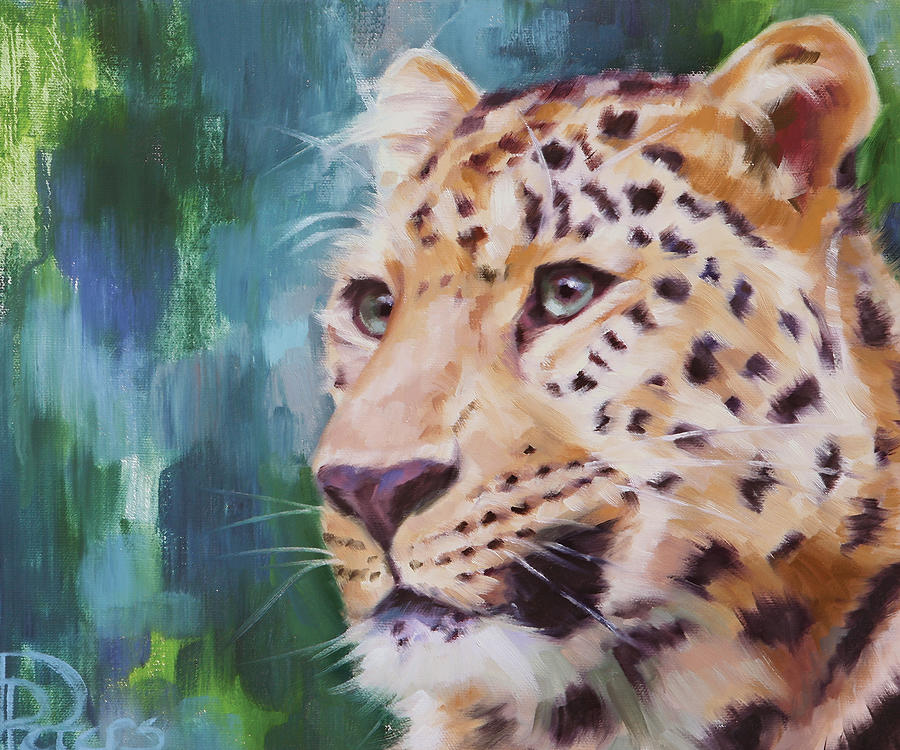 Jungle Eyes On Bare Canvas Painting By Deborah Peters