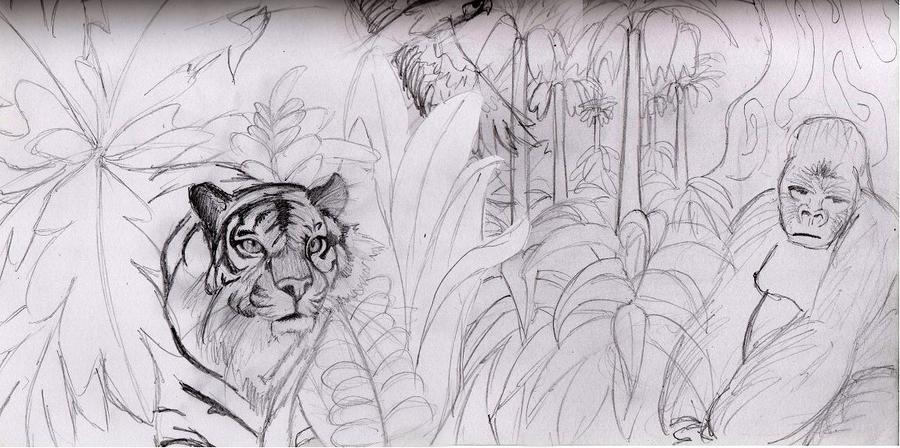 Jungle Lines Drawing by Diane Peters