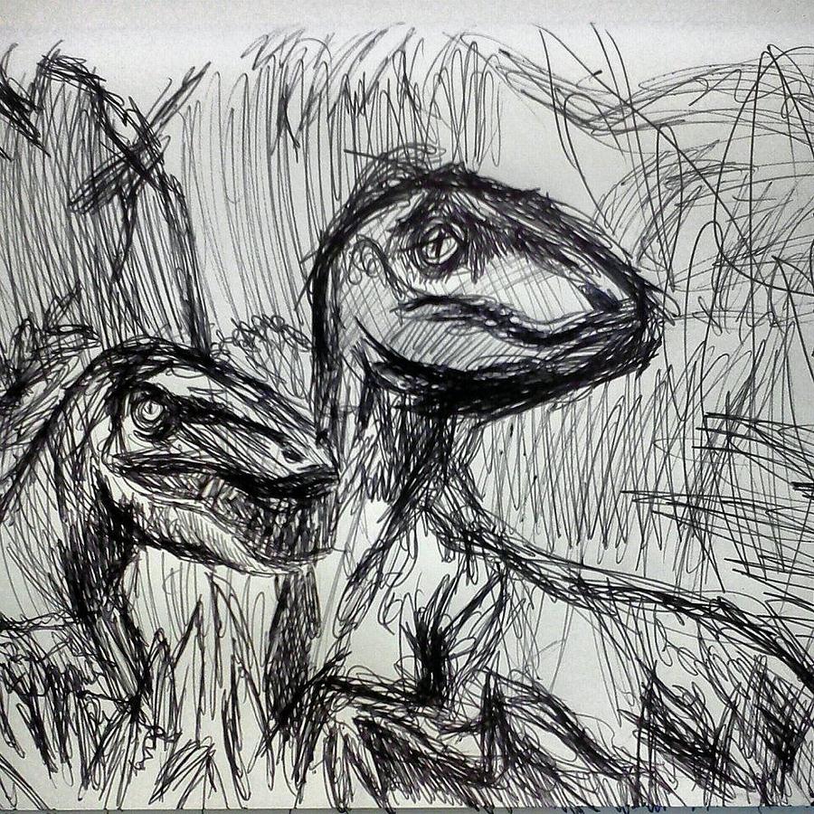 Jurassic Park Drawing - Jurassic Park Dinosaurs  by Giselle Rivas