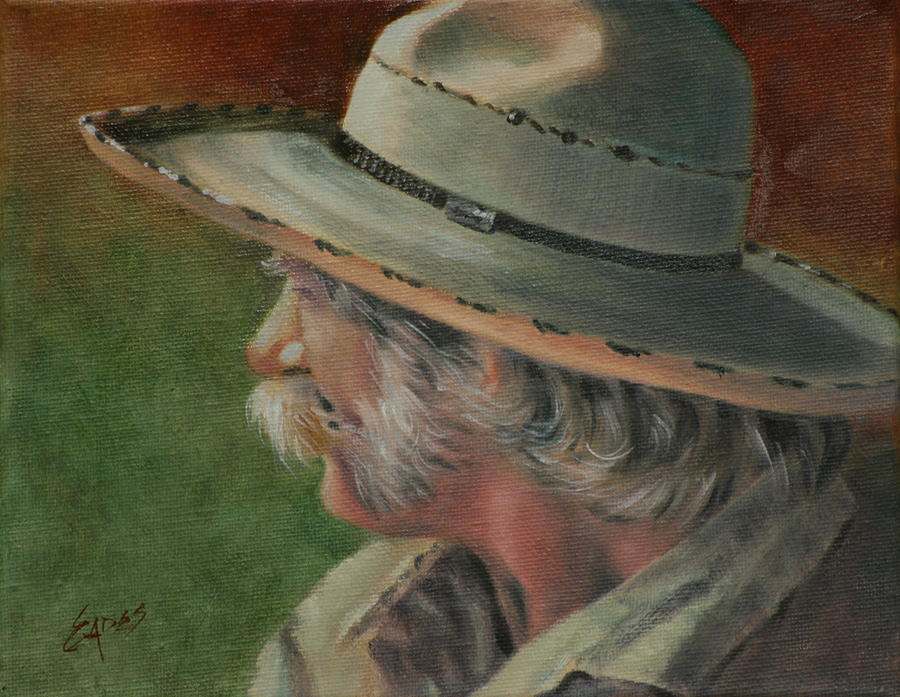 Hat Painting - Just an Old Cowhand by Linda Eades Blackburn