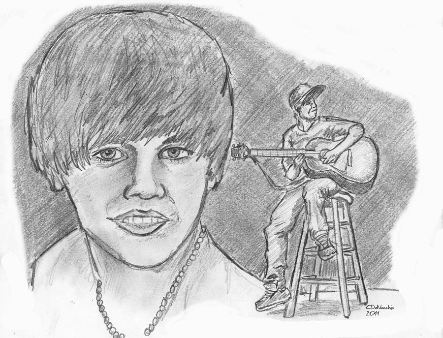 Justin Bieber- Bieber Fever Drawing by Chris DelVecchio
