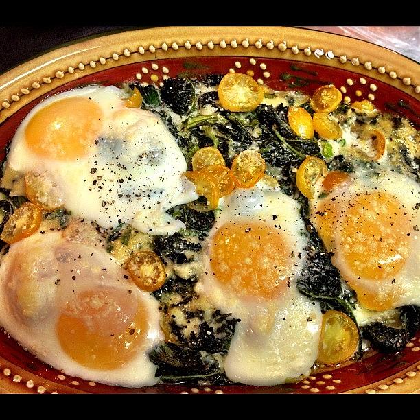 Egg Photograph - #kale, #tomatoes, #eggs, #scallions by Barbara Urena