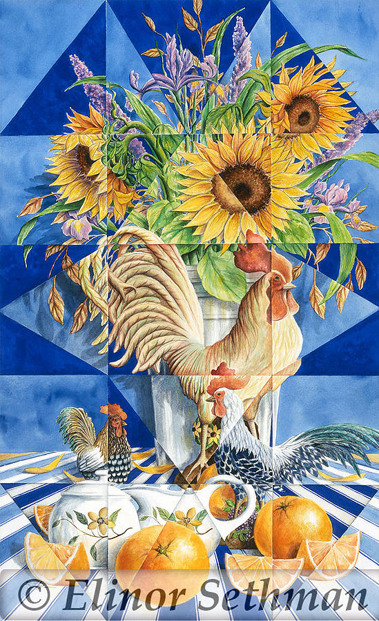 Rooster Painting - Kaleidoscope Morning by Elinor Sethman