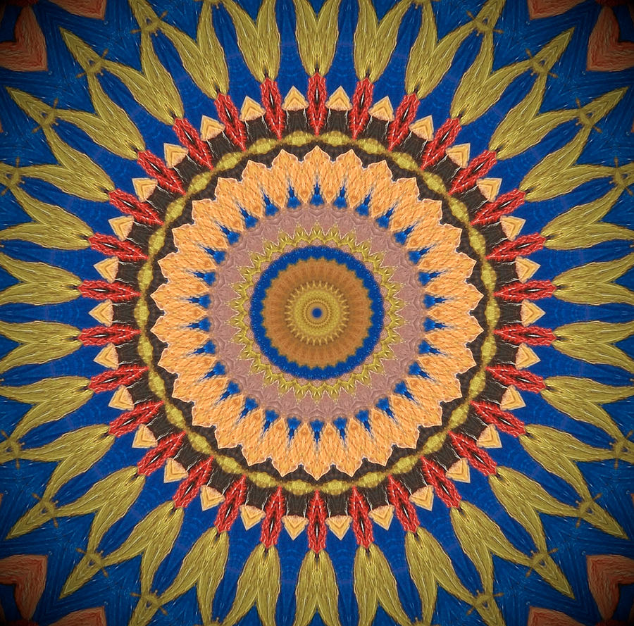 Sunflower Digital Art - Kaleidoscope Sunflower by Heather  Hubb