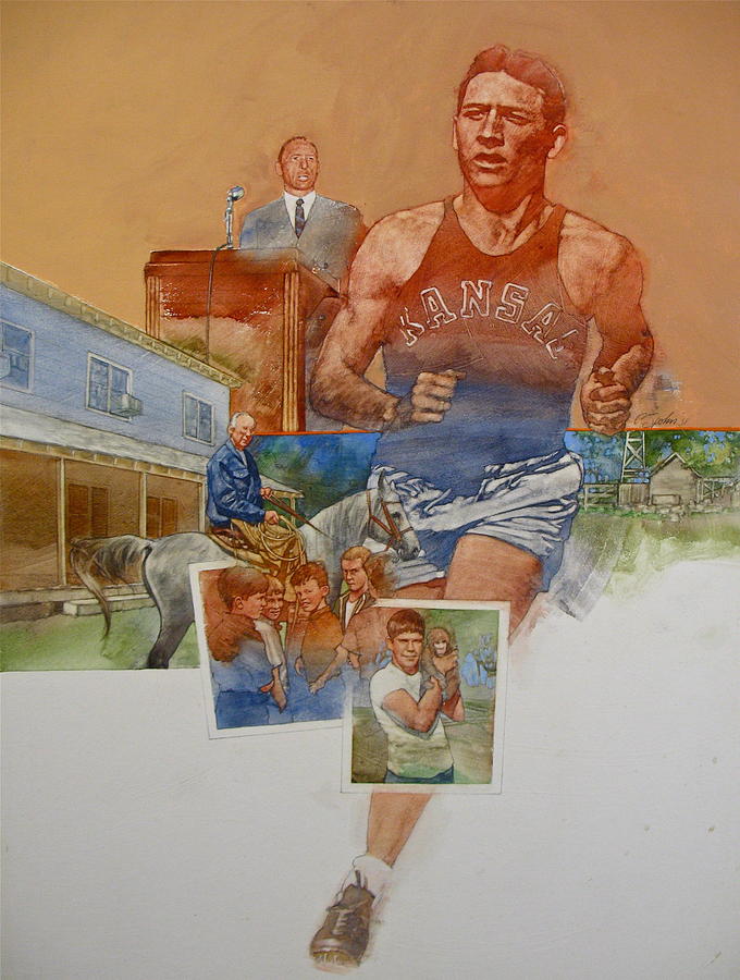 Kansas Track Runner Painting by Cliff Spohn