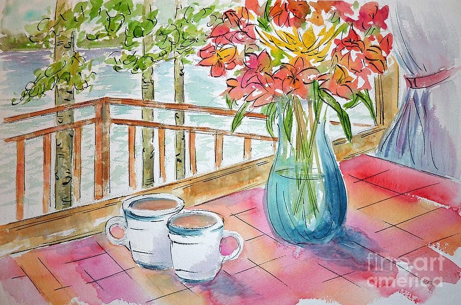 Kapasiwin Coffee Painting by Pat Katz