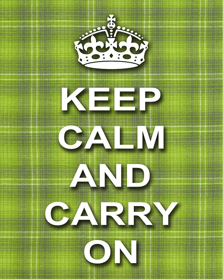 Keep Calm And Carry On Poster Print Green Plaid Background Photograph by  Keith Webber Jr - Pixels
