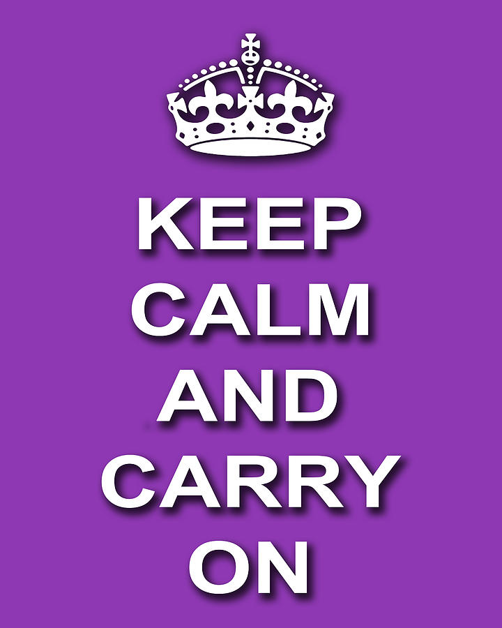 Vintage Photograph - Keep Calm And Carry On Poster Print Magenta Background by Keith Webber Jr