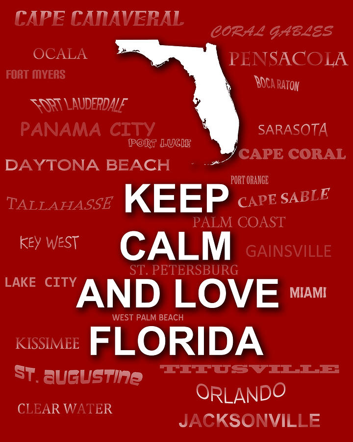 Keep Calm and Love Florida State Map City Typography Photograph by Keith Webber Jr