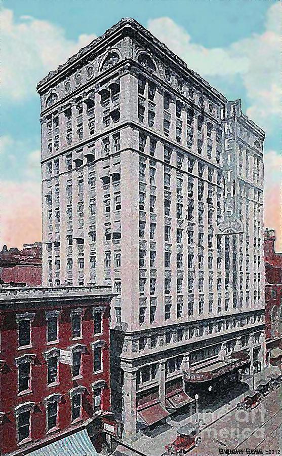 Keith's Theatre Building In Cincinnati Oh In 1924 Painting by Dwight Goss