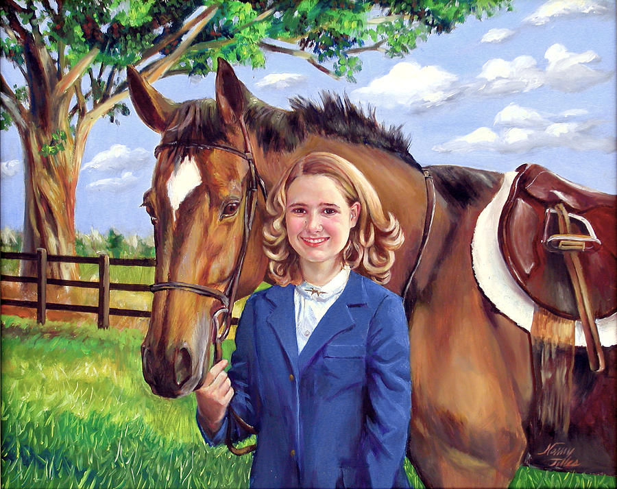 Kendall and her Horse Painting by Nancy Tilles