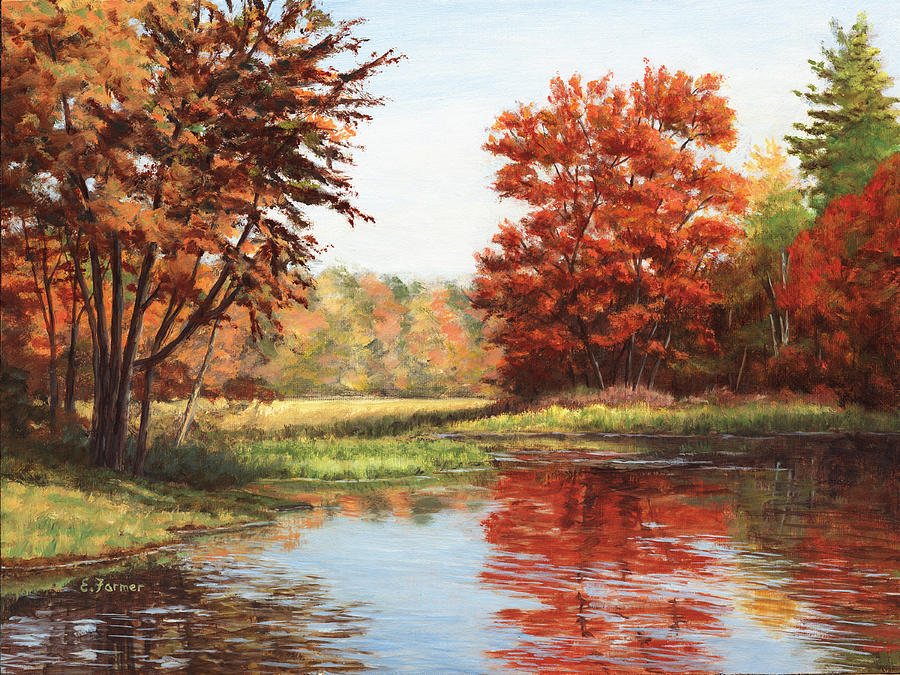 Fall Painting - Kendall Pond, Londonderry, NH by Elaine Farmer