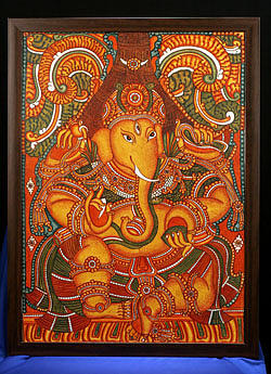 Mural Painting - Kerala Mural Ganesha by Sanam Feroz