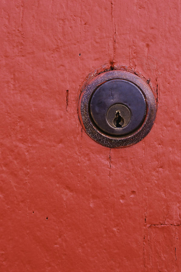 Keyhole Lock On Wooden Door Photograph by Perry Mastrovito