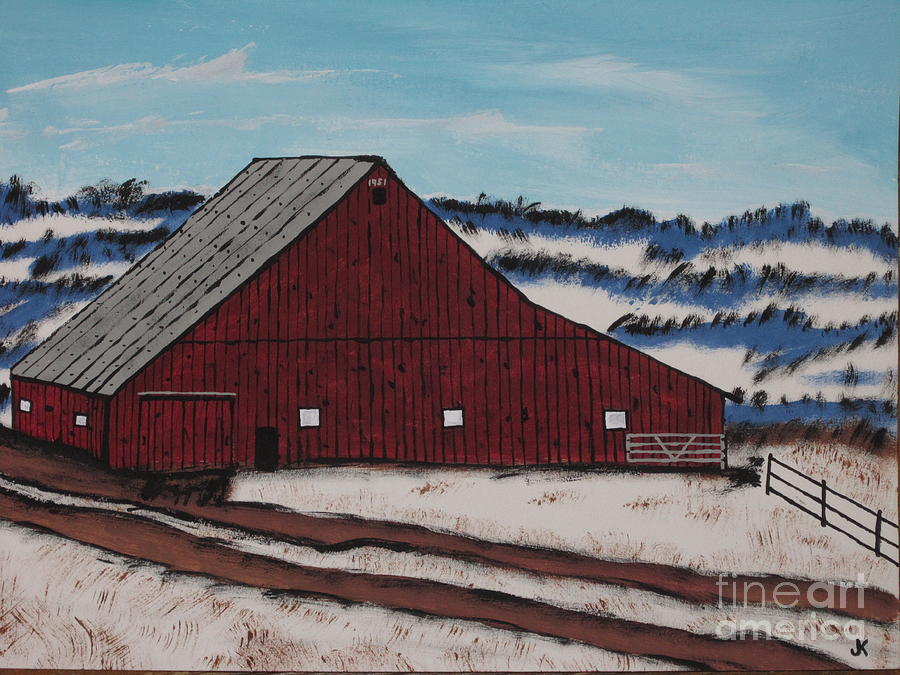 Keystone Red Barn Farm Greeting Card Painting by Jeffrey Koss