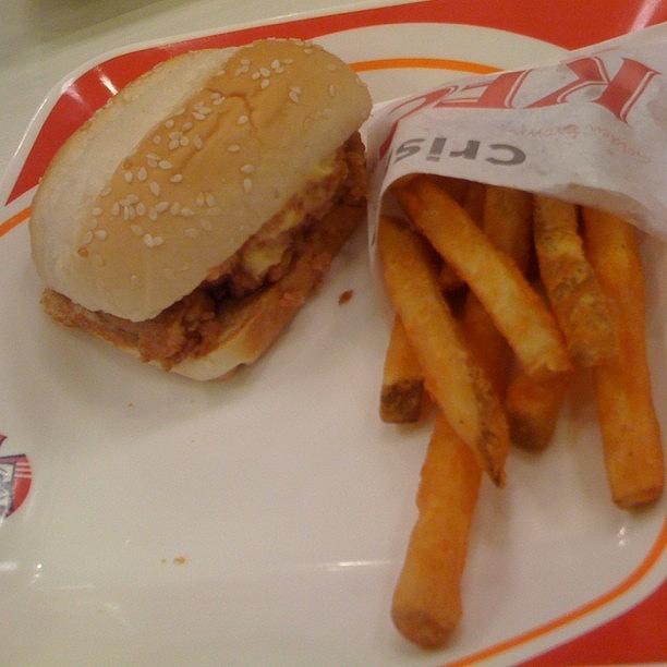 Chicken Photograph - Kfcs 2x2 Burger With The 8pc Fries by Robert Urbano