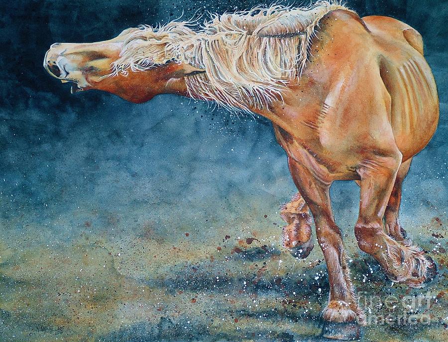 Horse Painting - Kicking up a Storm by Kate Lagaly