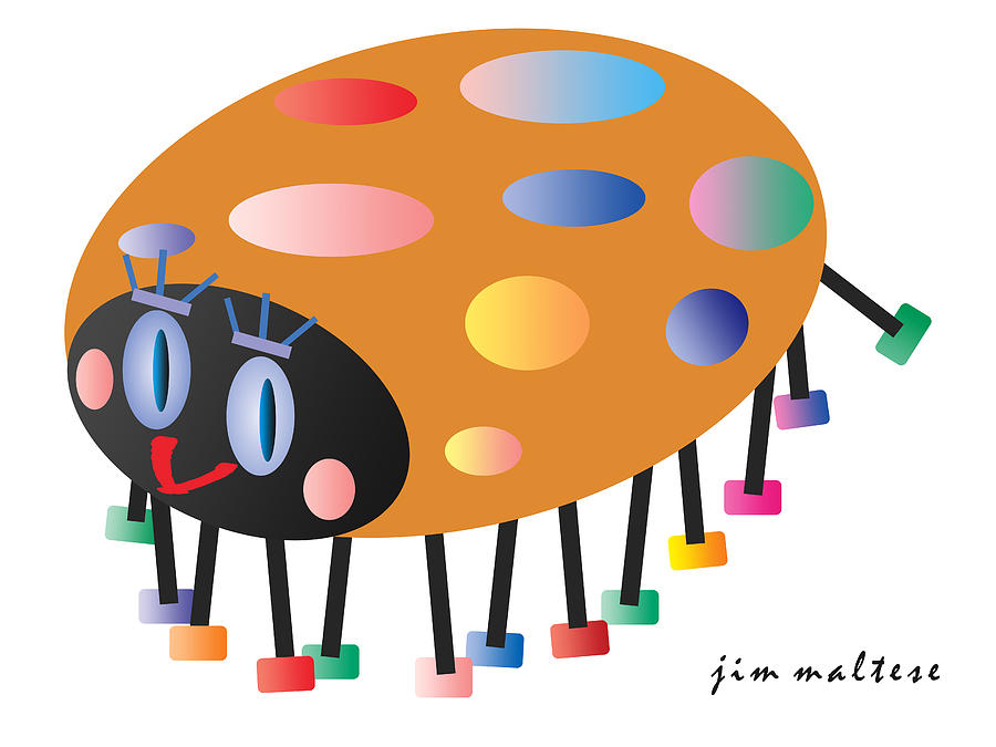 Ladybug Painting - Kicky Ladybug by James Maltese Ladybug Painting - Kicky Ladybug by James Maltese