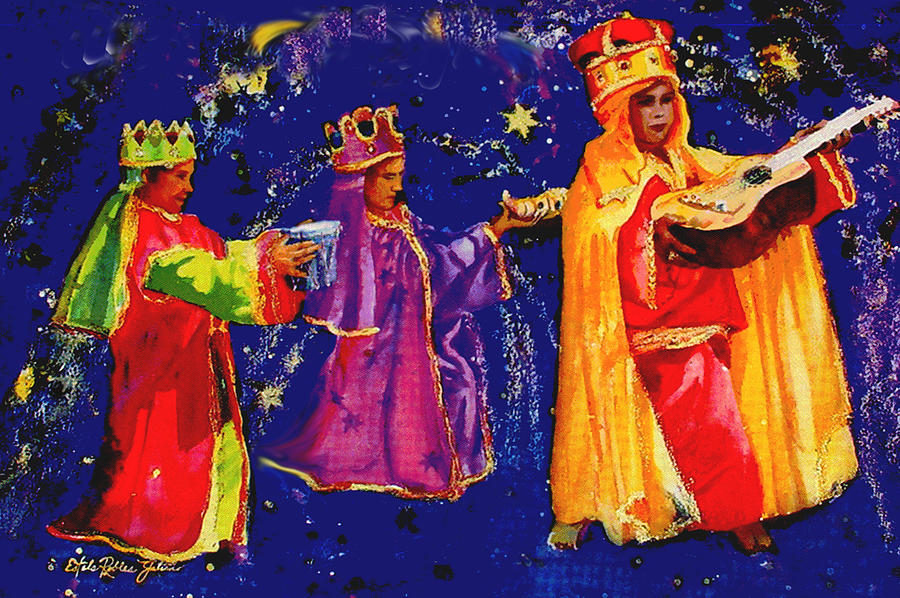 Kids as Three Wise Men Painting by Estela Robles